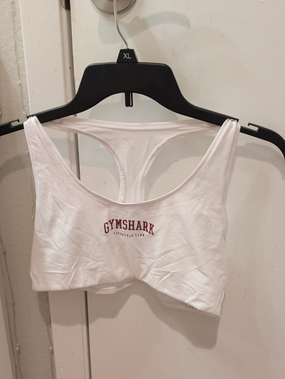 Gymshark White Sports Bra with Red Logo